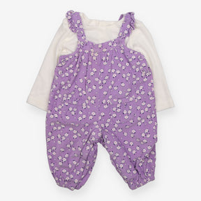 Outfit lilac cord flowers white LS pointelle tee