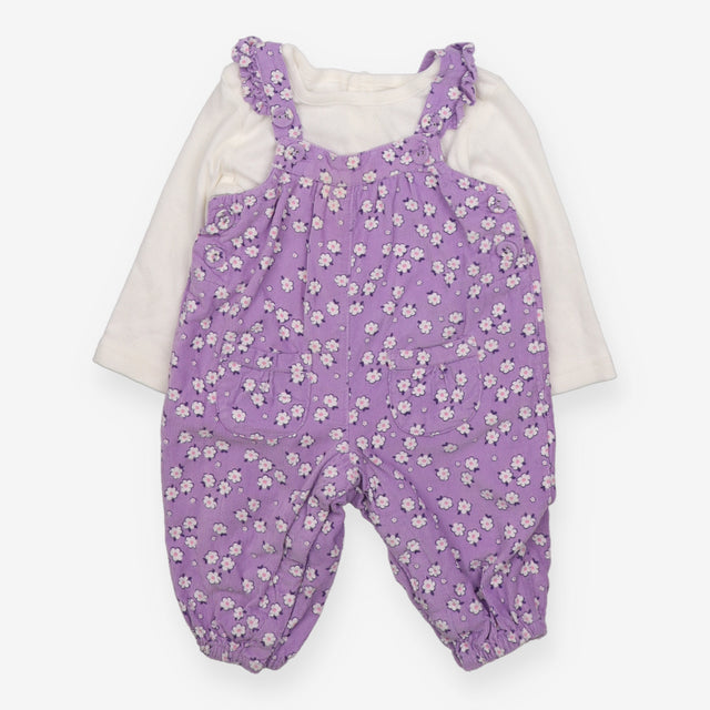 Outfit lilac cord flowers white LS pointelle tee