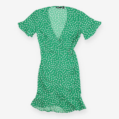 Green Short Wrap Dress – Olivia Tulip Print