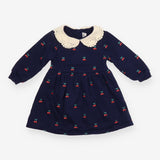 Sweater Dress Navy with Cherries Embroidered and C