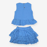 Top and Skirt Blue Layered Ruffles