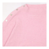 Sweater Pink Melange Cotton Boat Neck Buttons