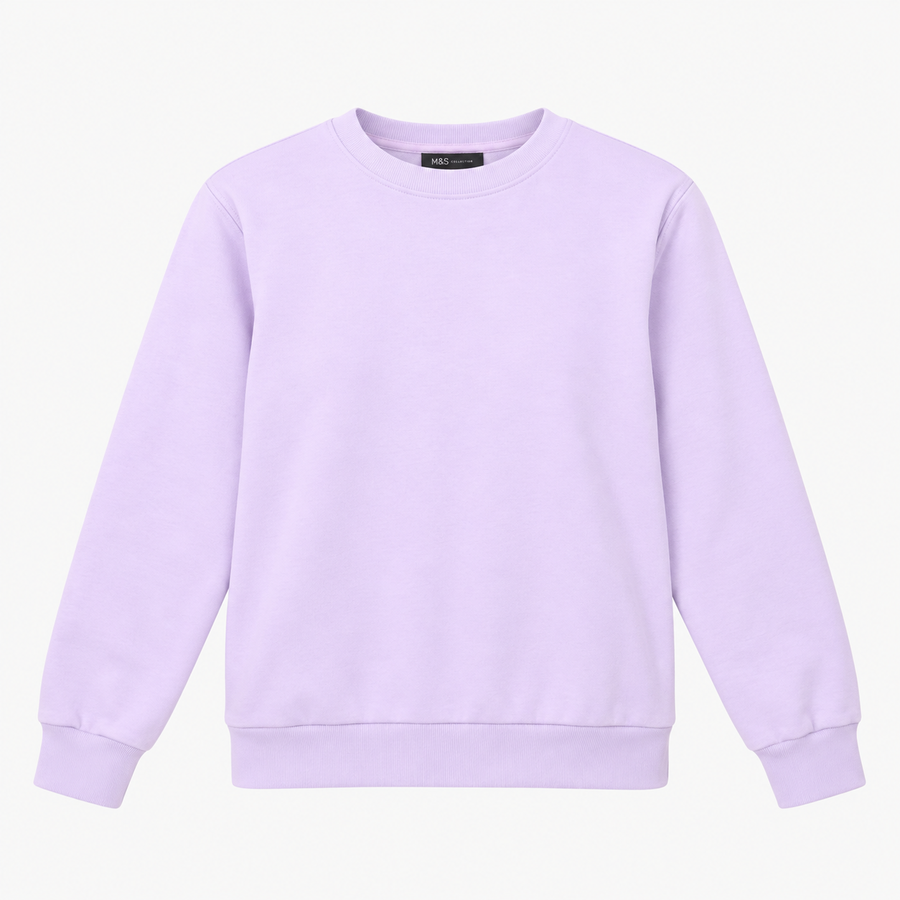 Light Lilac Crew Neck Long Sleeve Sweatshirt