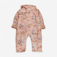 Pramsuit pink frolicking animals 