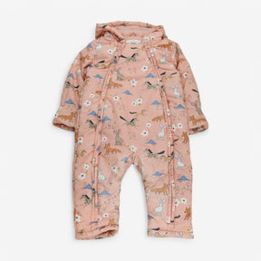 Pramsuit pink frolicking animals 