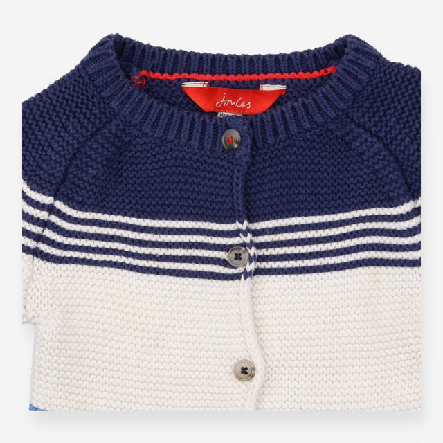 Cardigan Knit Blue and White Striped