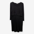 Black Maternity Breastfeeding Midi Dress Long Slee