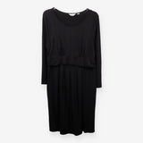 Black Maternity Breastfeeding Midi Dress Long Slee