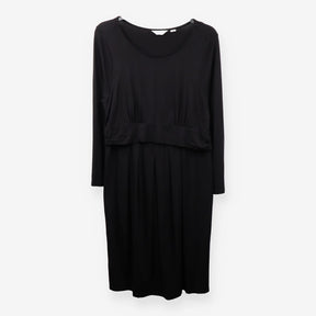 Black Maternity Breastfeeding Midi Dress Long Slee