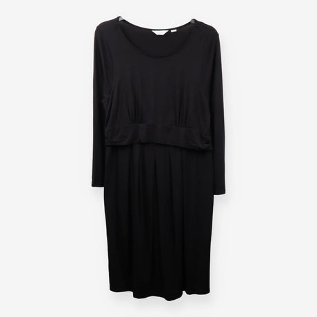 Black Maternity Breastfeeding Midi Dress Long Slee