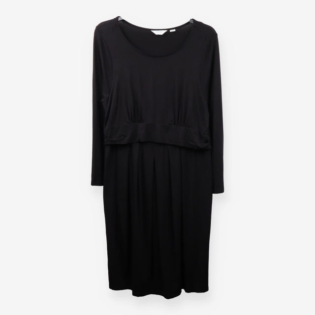 Black Maternity Breastfeeding Midi Dress Long Slee