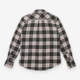 Checked Flannel Shirt Cream Pintuck Long Sleeve