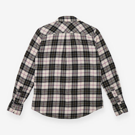 Checked Flannel Shirt Cream Pintuck Long Sleeve