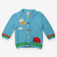 Blue Knit Ladybird and Bee Knit Cardigan 