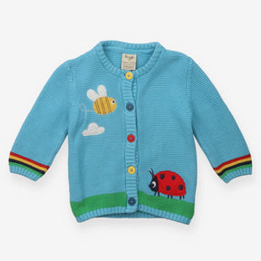 Blue Knit Ladybird and Bee Knit Cardigan 