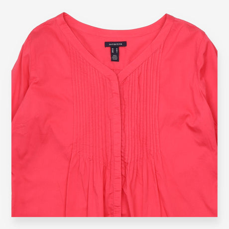 Pink Blouse Pin Tuck V Neck