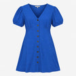 Dress Blue Button Front Short Sleeve