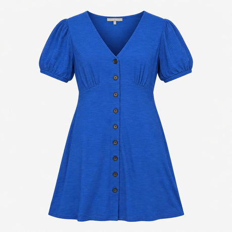 Dress Blue Button Front Short Sleeve