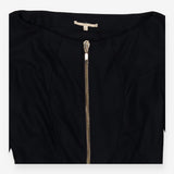 Mini Wool‑Mix Dress – Black with Gold Zip Details