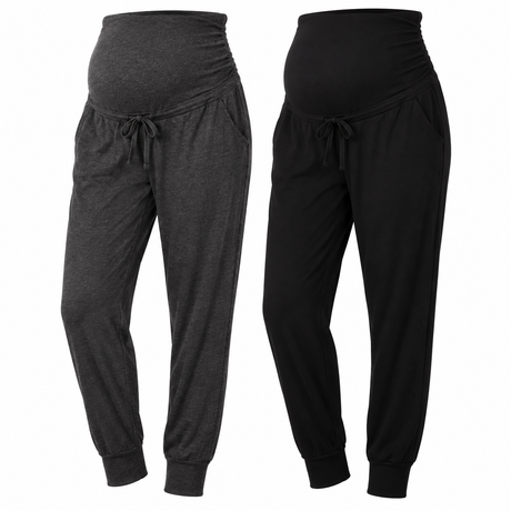 Black and Charcoal Over Bump Maternity Lounge Trou