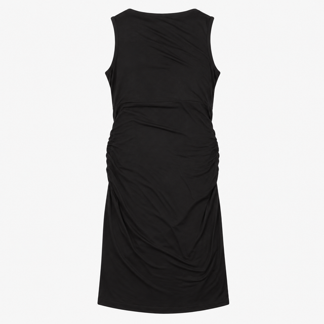 Midi Dress Black Layered Bodice Stretch Maternity