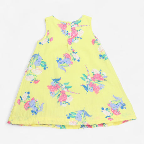 Yellow floral sleeveless lined summer dress & bloo