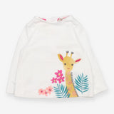 T-shirt Long Sleeve White Cute Giraffe