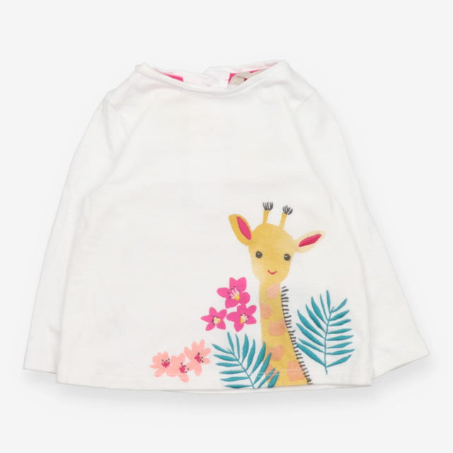 T-shirt Long Sleeve White Cute Giraffe