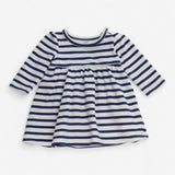 Blue white stripe jersey dress LS