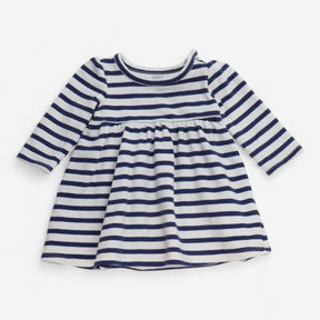 Blue white stripe jersey dress LS