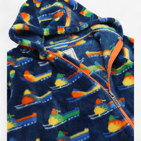 Pramsuit Fleece Blue Ski Bikes with Orange Zip
