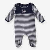 Sleepsuit navy blue white stripe Bebe