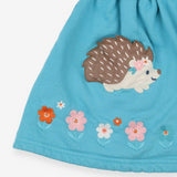 Blue Hedgehog Pinafore with Floral Long Sleeve