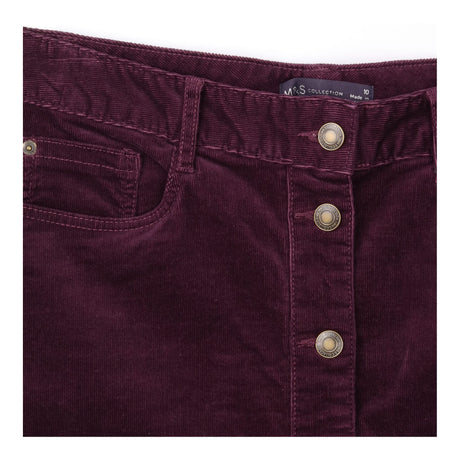 Dark Grape Corduroy Button-Through Mini Skirt