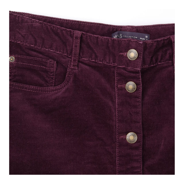 Dark Grape Corduroy Button-Through Mini Skirt