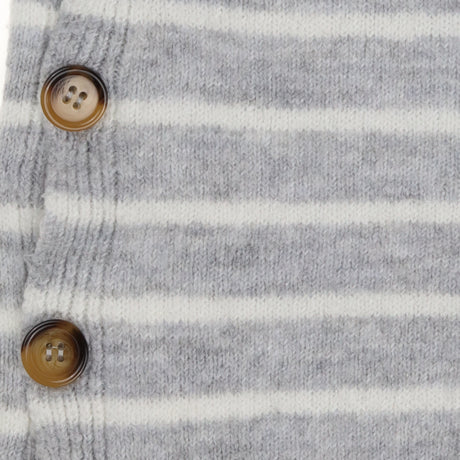 Grey Stripe Side Button Maternity Knit Jumper