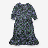  Black Purple Berry Print Midi Dress