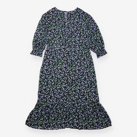  Black Purple Berry Print Midi Dress