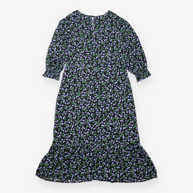  Black Purple Berry Print Midi Dress