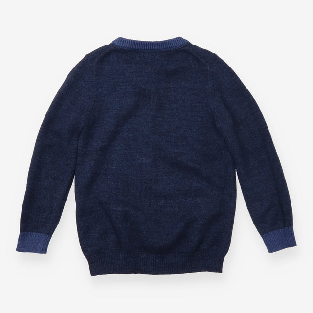 Blue knit highland cow sweater