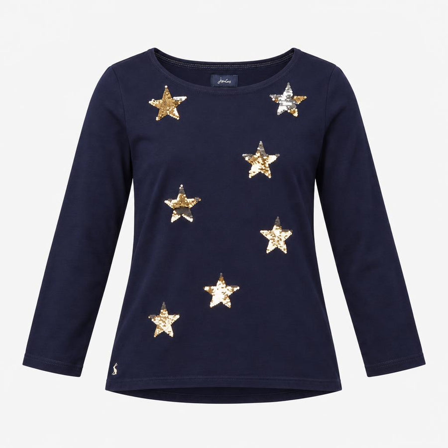 Sequin Star Top Purple Long Sleeve Embellished