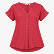 Rhubarb Red Linen Blend Button Front Tunic Top