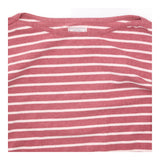 Top Rose Pink Cream Breton Stripe Boat Neck Long S