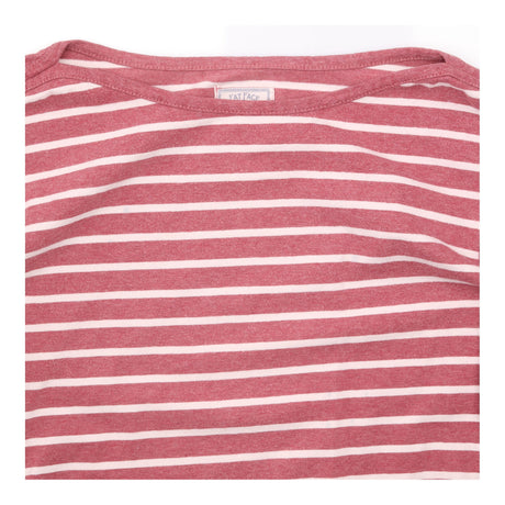 Top Rose Pink Cream Breton Stripe Boat Neck Long S