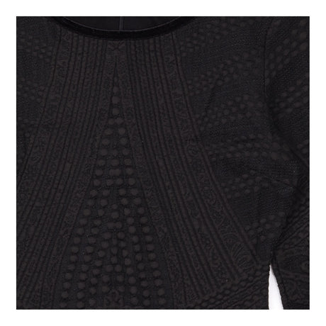 Black Textured Long Sleeve Bodycon Dress