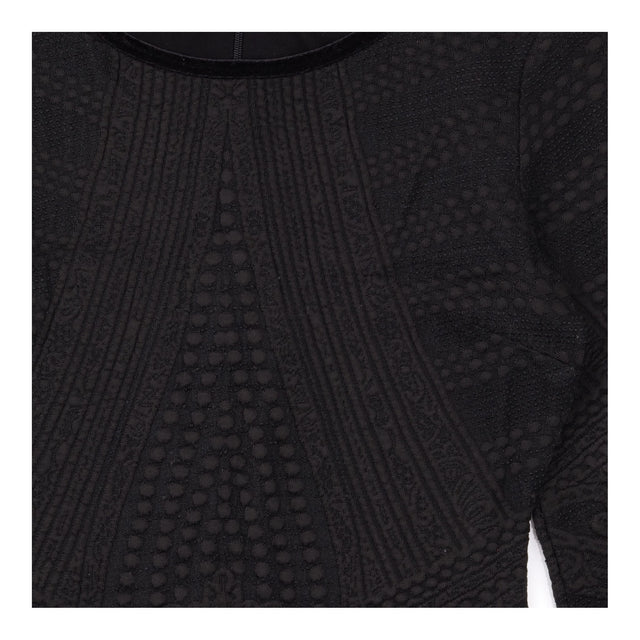 Black Textured Long Sleeve Bodycon Dress