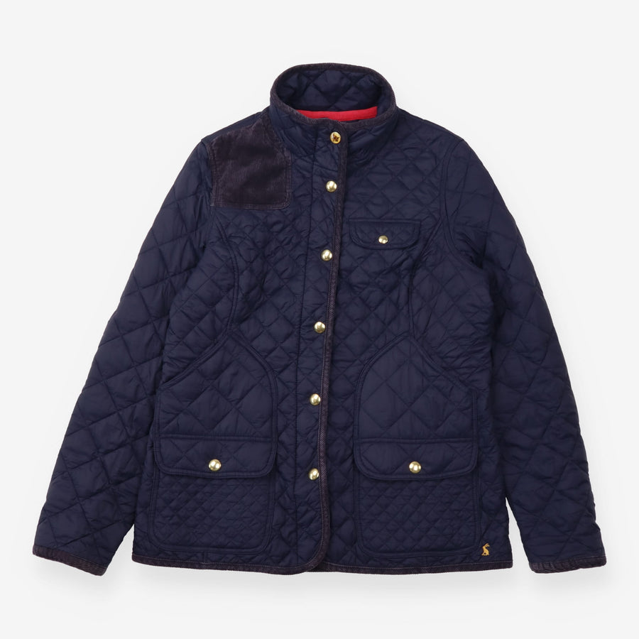 Joules Quilted Jacket Navy Blue Cord Trim Fox Butt