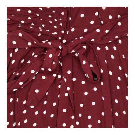Burgundy Polka Dot Maternity Midi Shirt Dress