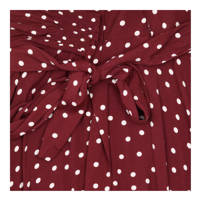 Burgundy Polka Dot Maternity Midi Shirt Dress