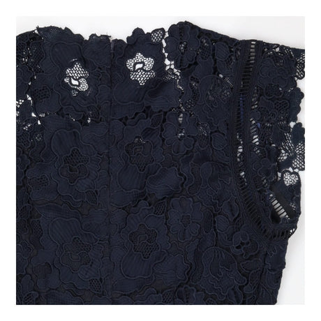 Lucy Dress Navy Blue Lace Asymmetric Handkerchief